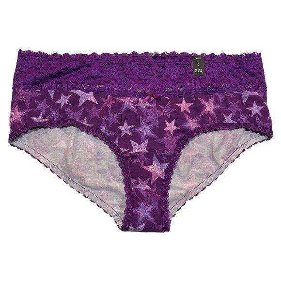 torrid Other - NWT TORRID Cheeky Pantie Underwear Sz 0X Purple Lace Jersey Stars